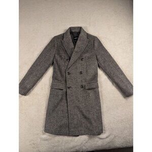 Express Black White Wool Blend Trench Coat - Size XS
